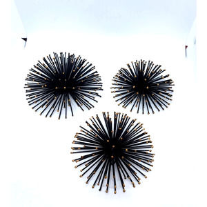 Starburst Sea Urchin Atomic Starburst Wall Decor Black Gold Set of 3
